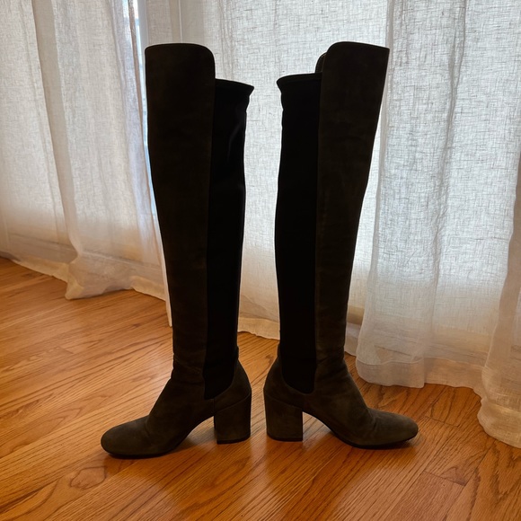 Stuart Weitzman Halftime Suede Boots, Slate Gray - Picture 6 of 10